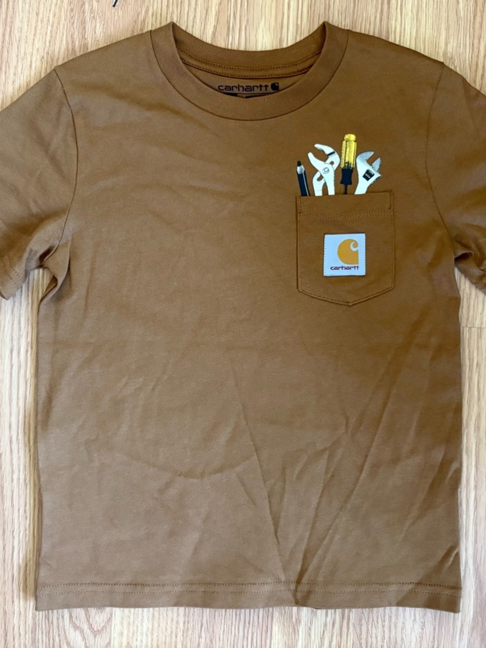 Carhartt Brown Pocket Tee with Tool Graphic size 6